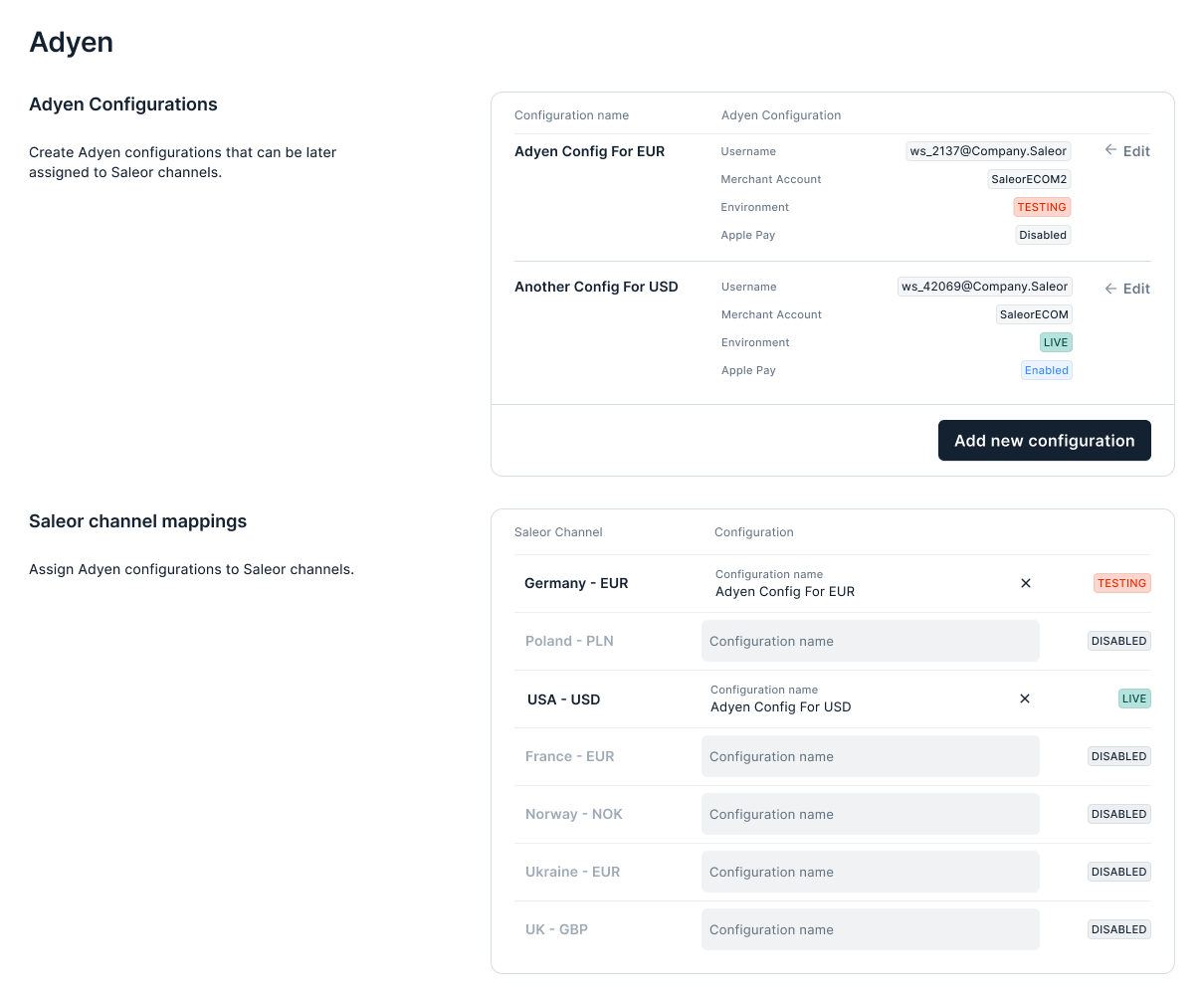 Adyen integration