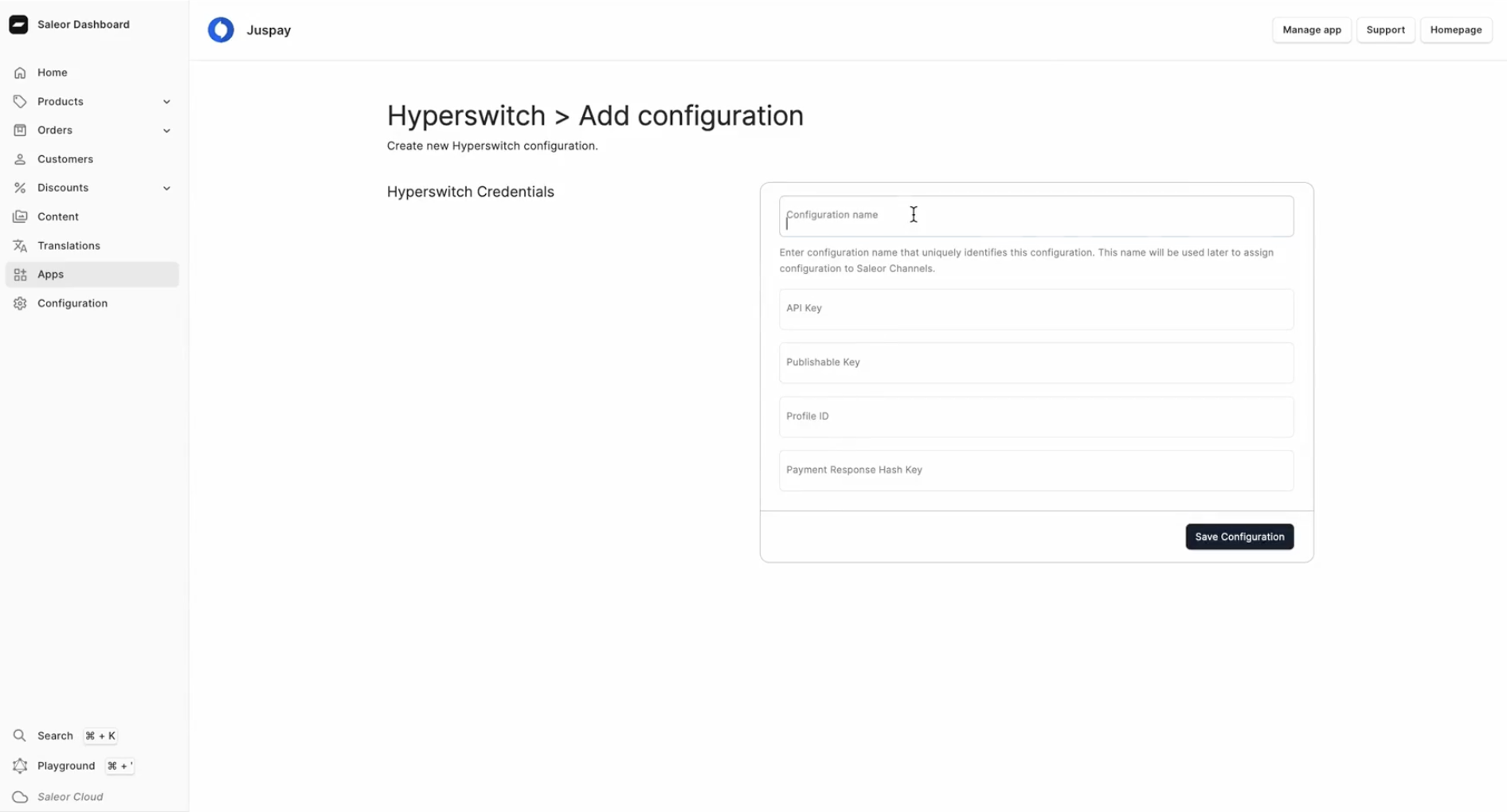 Juspay configuration with Saleor